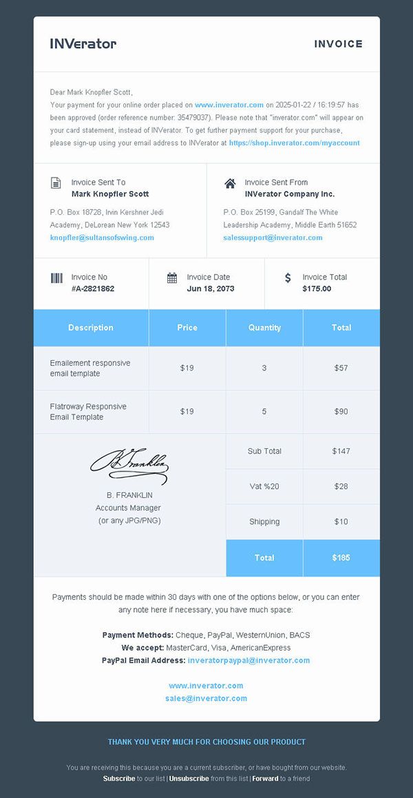 Detail Receipt Email Template Html Nomer 7