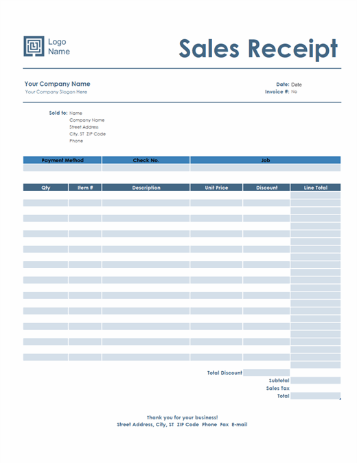 Receipt Template Excel - KibrisPDR