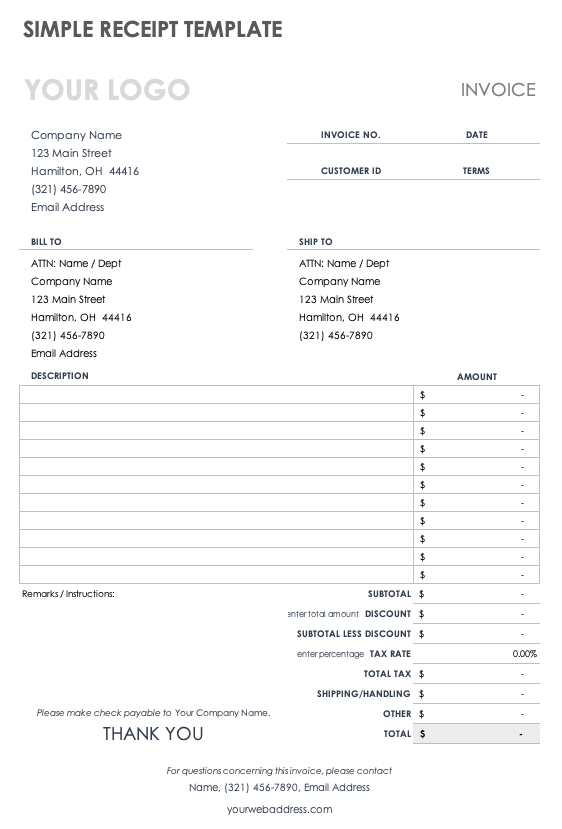 Detail Receipt Template Excel Nomer 2