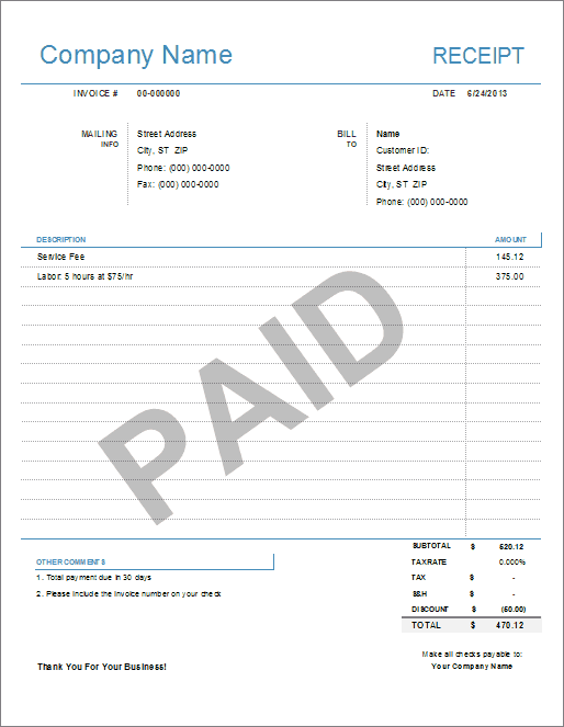 Detail Receipt Template Excel Nomer 3