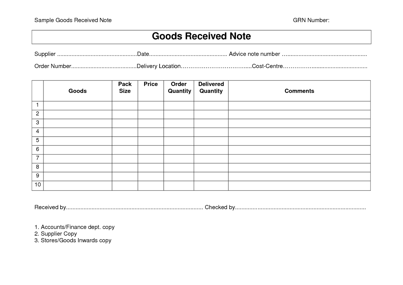 Detail Receiving Document Template Nomer 54