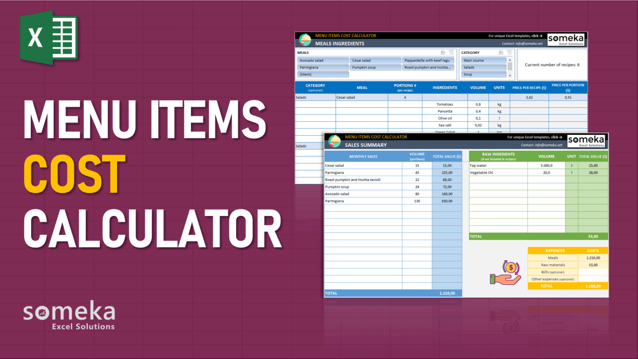 Detail Recipe Costing Template Excel Free Nomer 45