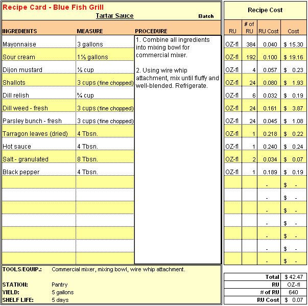 Detail Recipe Costing Template Excel Free Nomer 9