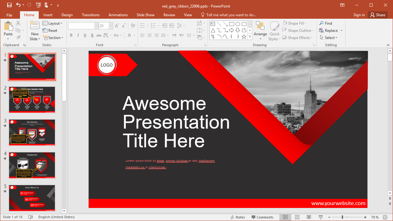 Red Powerpoint Template - KibrisPDR