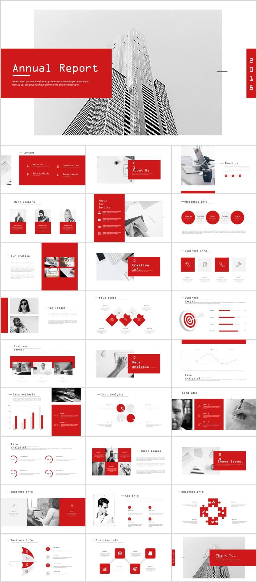 Detail Red Powerpoint Template Nomer 12