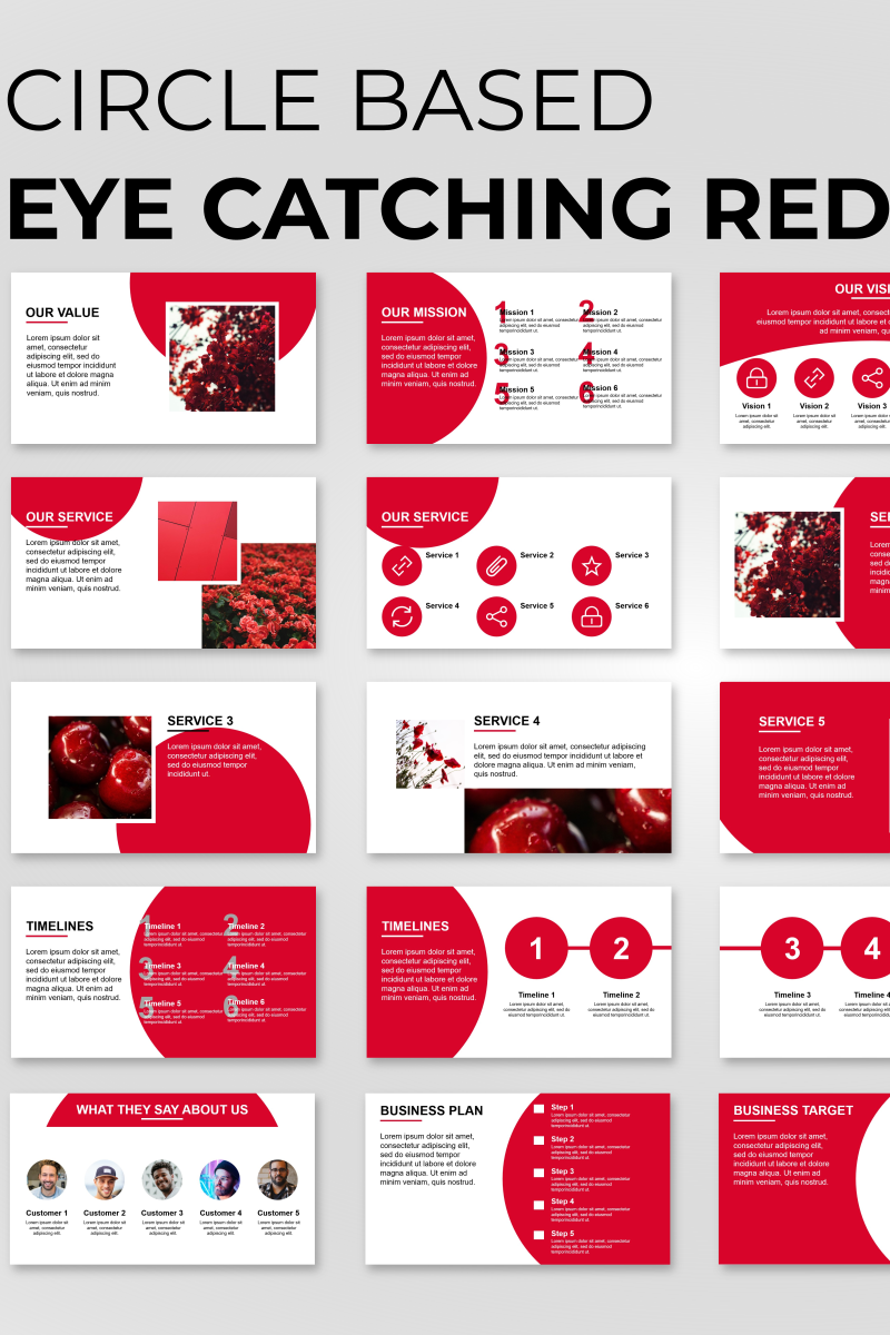 Detail Red Powerpoint Template Nomer 13