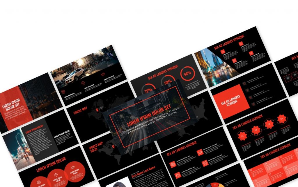 Detail Red Powerpoint Template Nomer 24