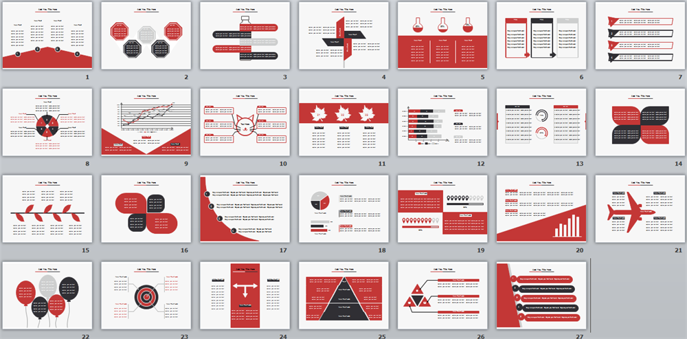 Detail Red Powerpoint Template Nomer 26