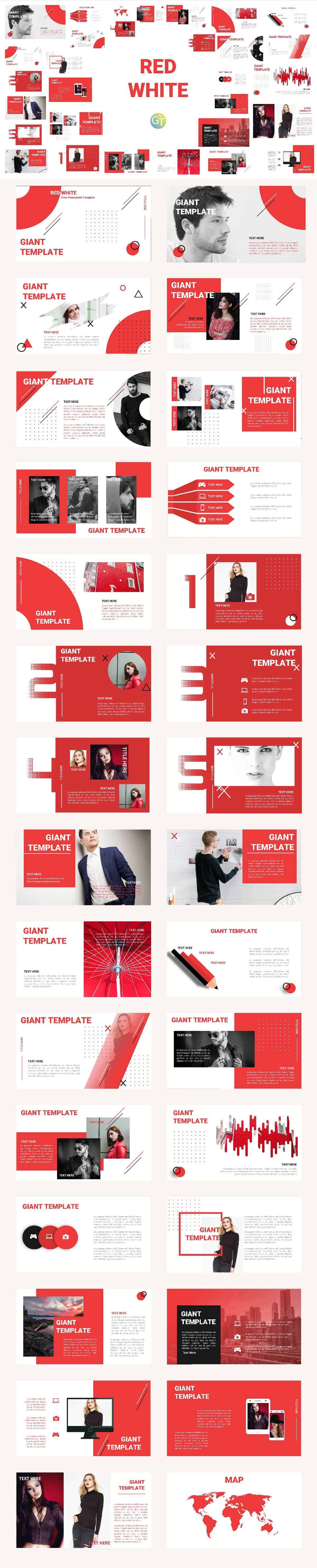 Detail Red Powerpoint Template Nomer 36