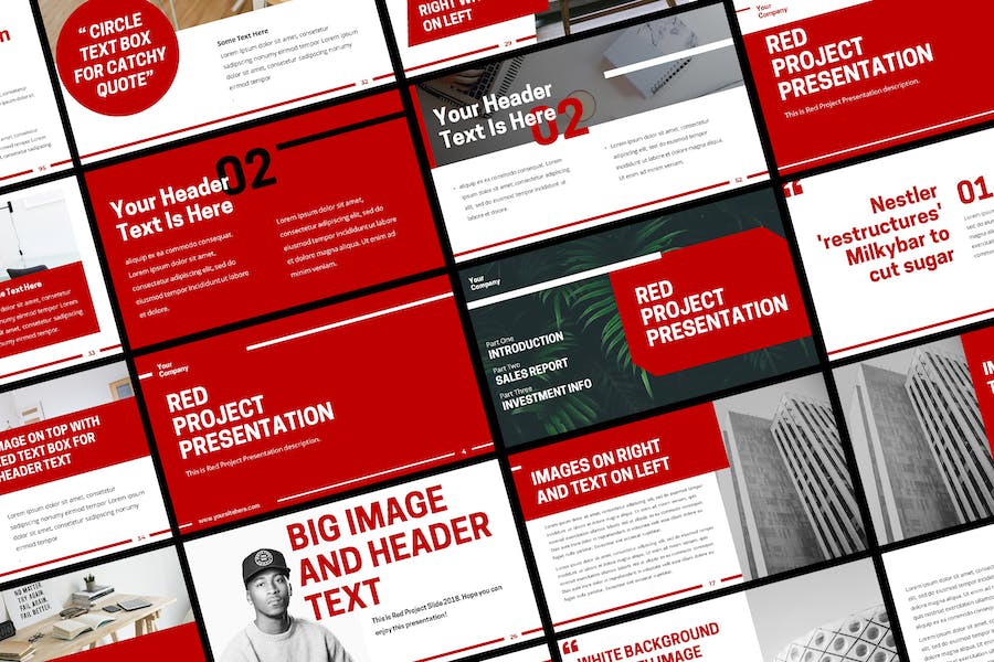 Detail Red Powerpoint Template Nomer 39