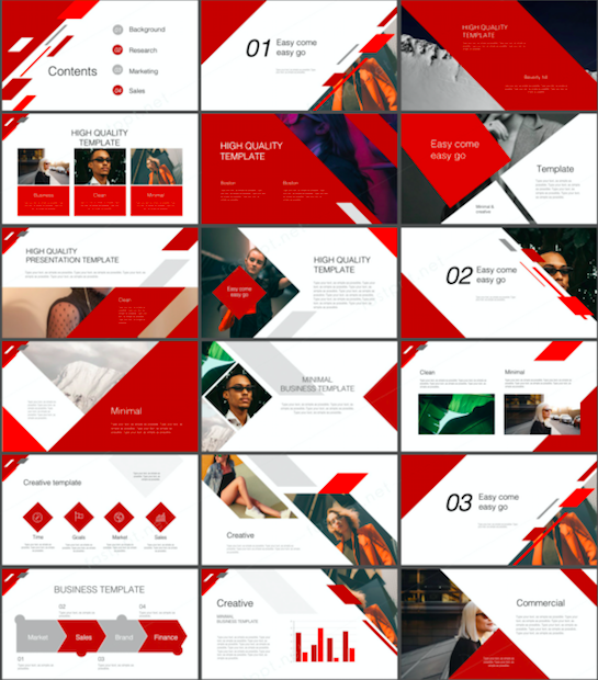 Detail Red Powerpoint Template Nomer 6