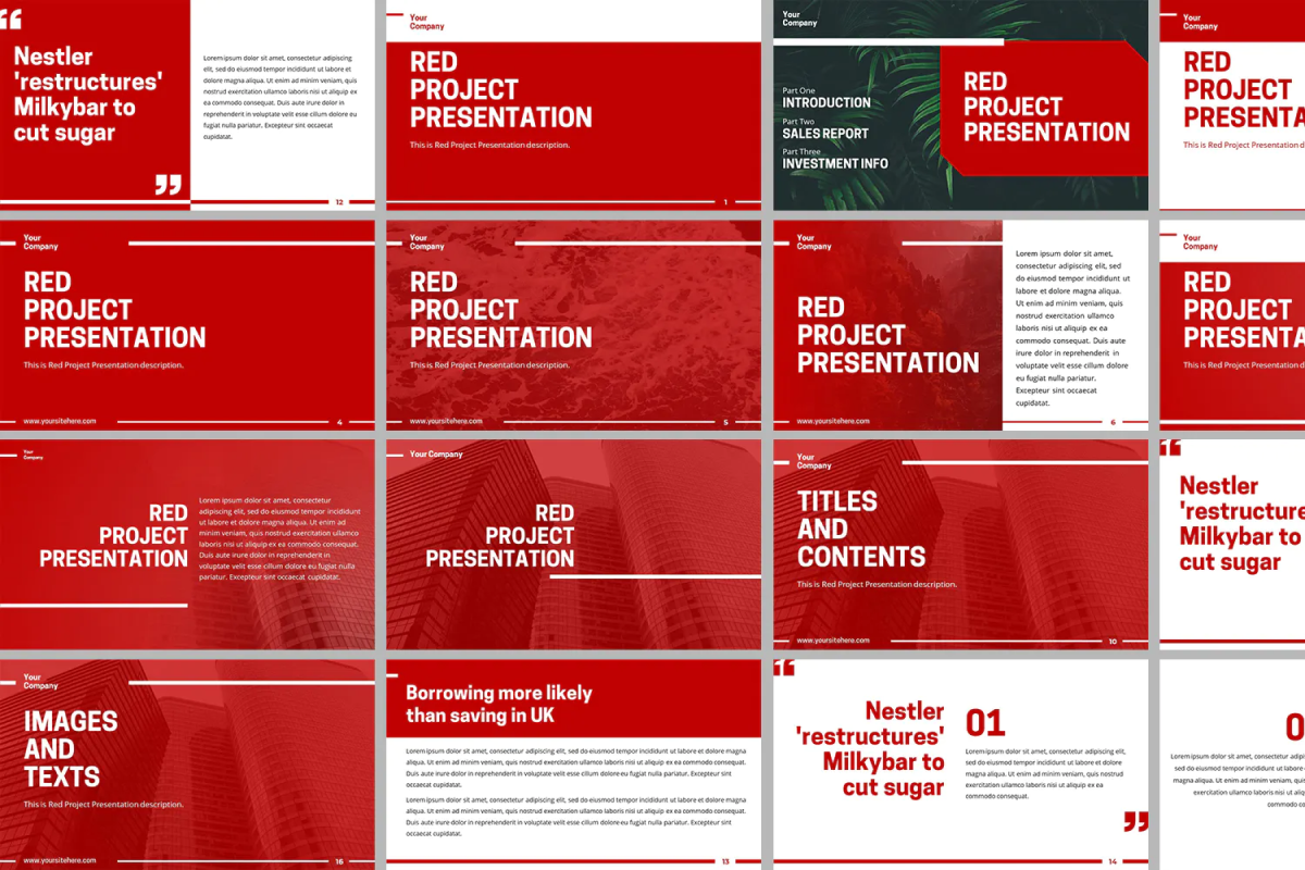 Detail Red Powerpoint Template Nomer 47