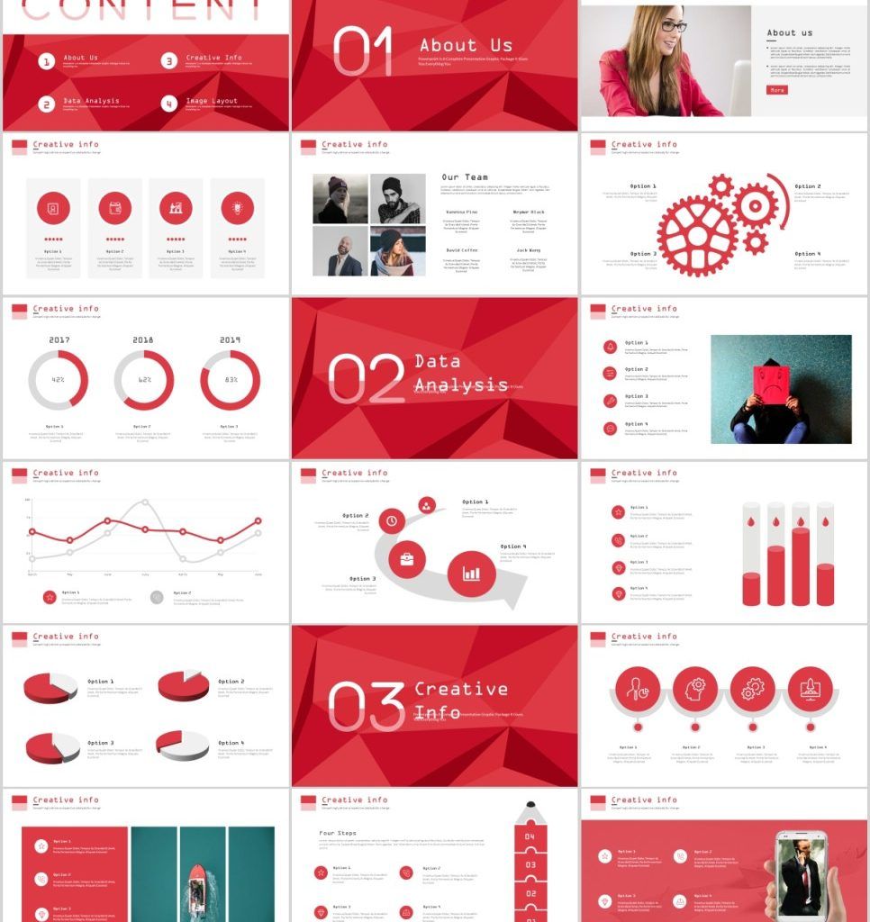 Detail Red Powerpoint Template Nomer 10