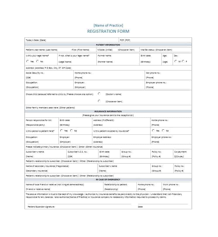 Detail Registration Card Template Nomer 40