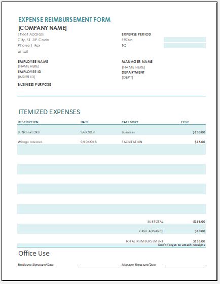 Detail Reimbursement Form Template Excel Nomer 17