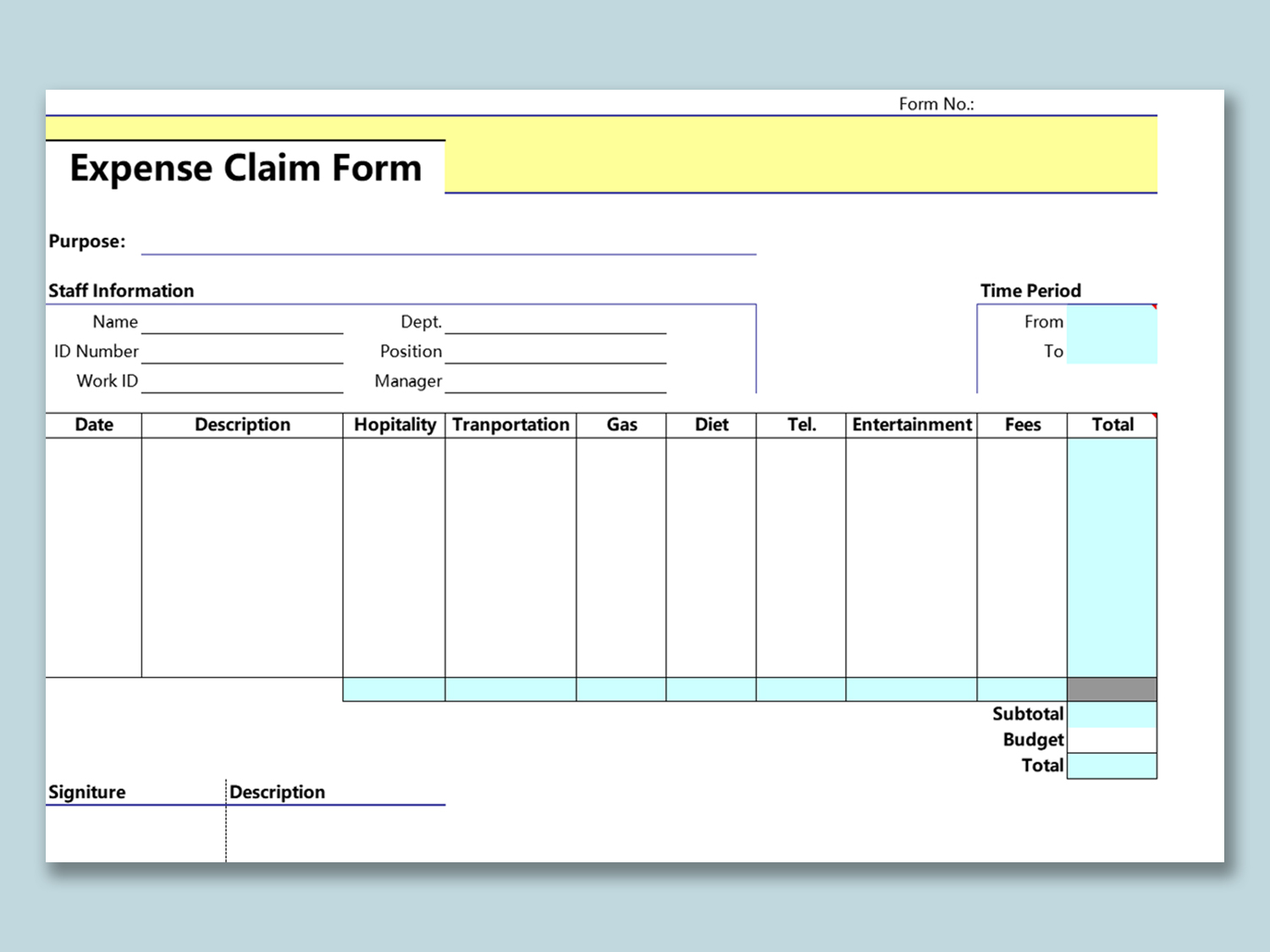 Detail Reimbursement Form Template Excel Nomer 24