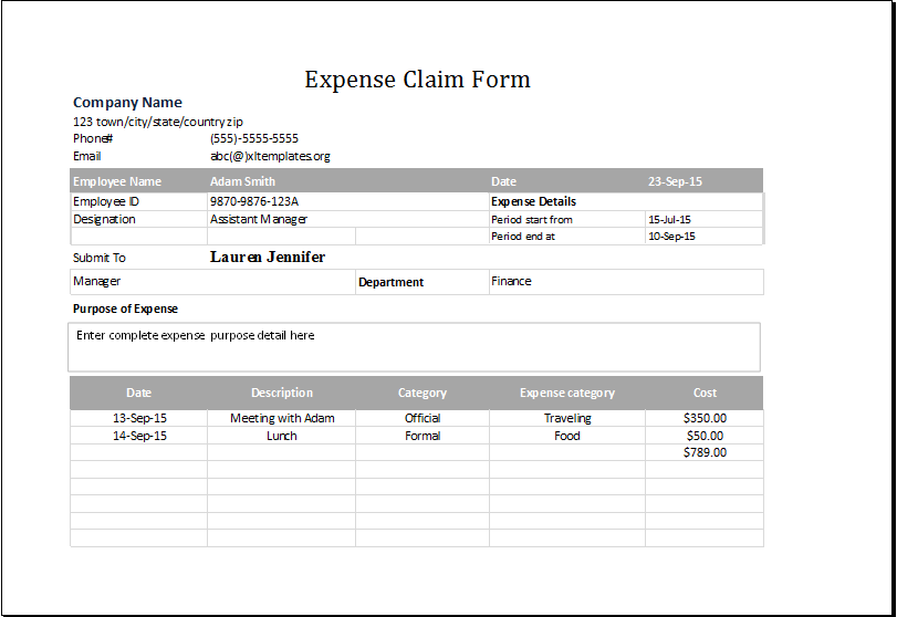 Detail Reimbursement Form Template Excel Nomer 27