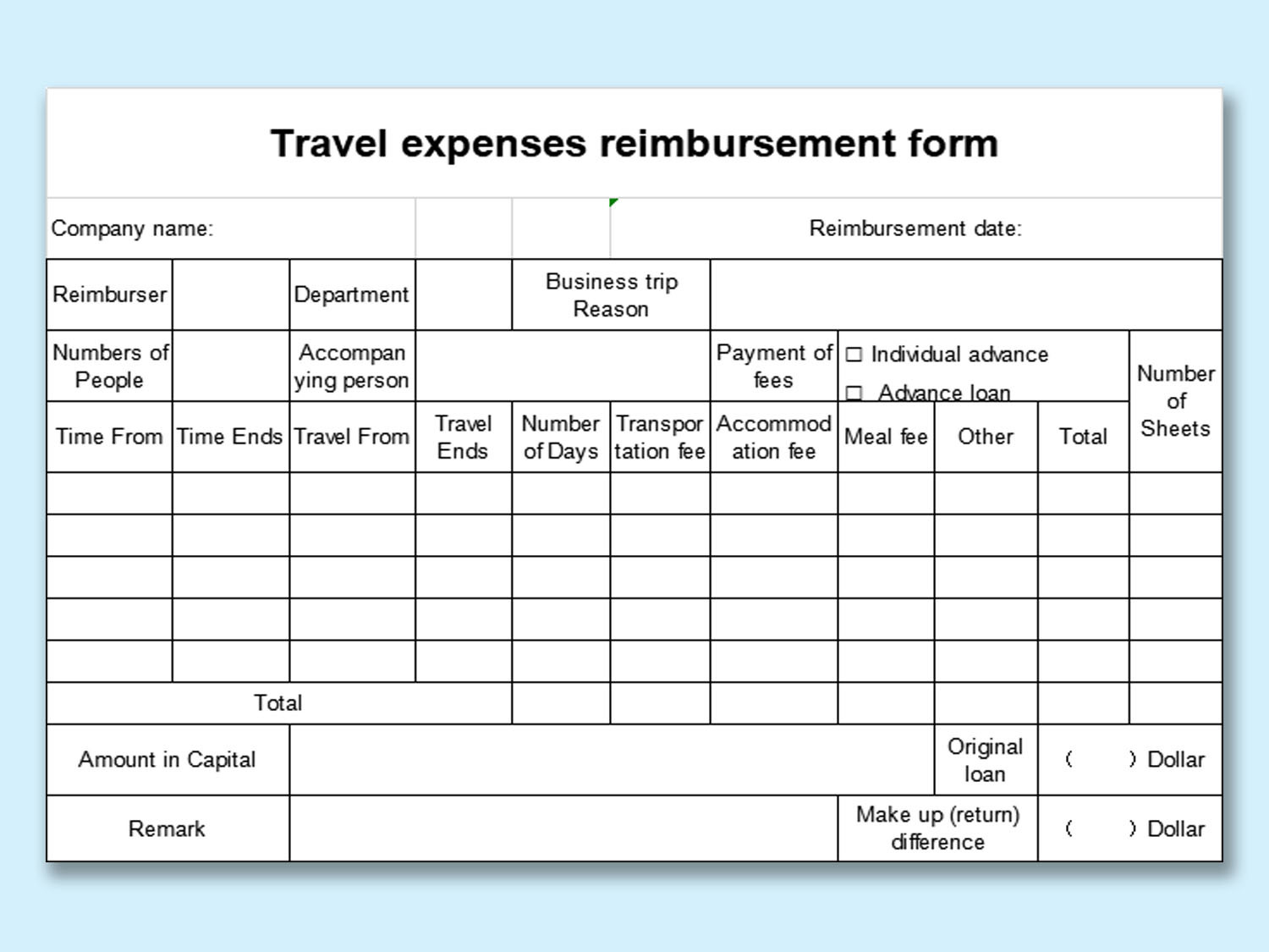 Detail Reimbursement Form Template Excel Nomer 38