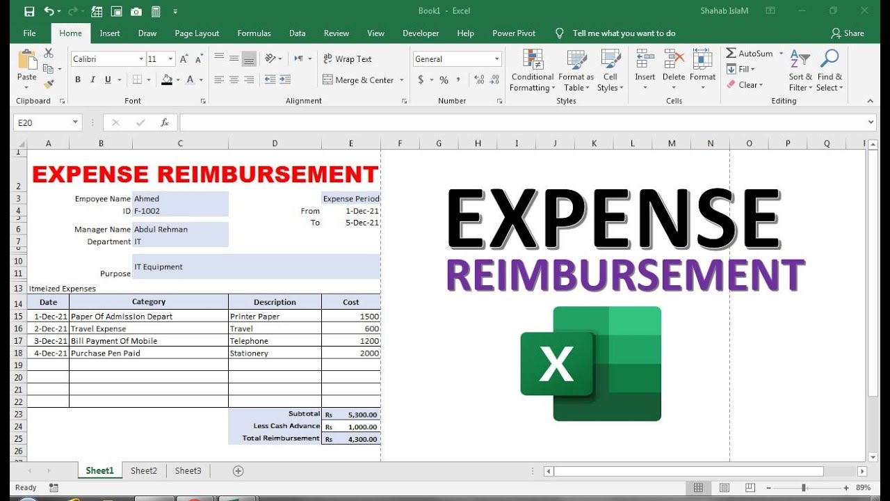 Detail Reimbursement Form Template Excel Nomer 41