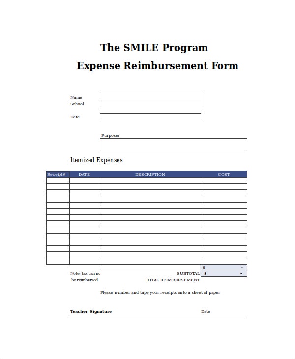 Detail Reimbursement Form Template Excel Nomer 45