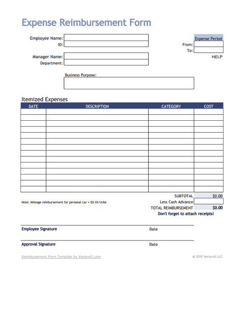 Detail Reimbursement Form Template Excel Nomer 7