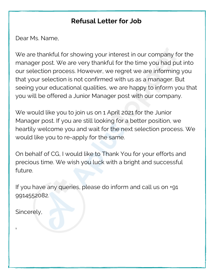 Detail Rejection Letter Template Nomer 22