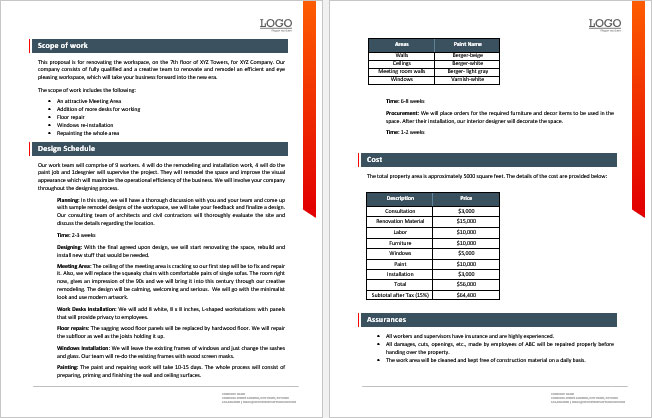 Detail Renovation Proposal Template Nomer 25