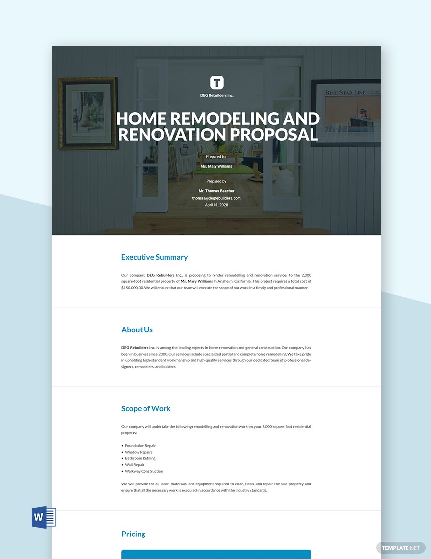 Detail Renovation Proposal Template Nomer 6