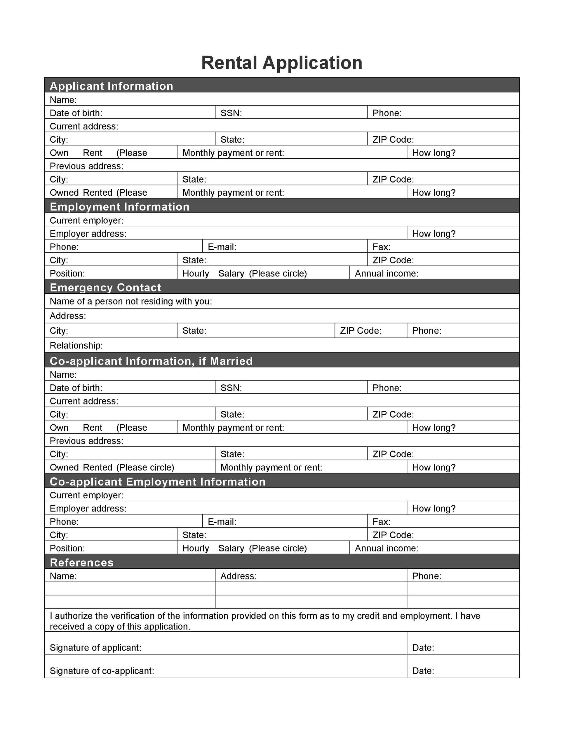 Detail Rental Application Form Template Nomer 2