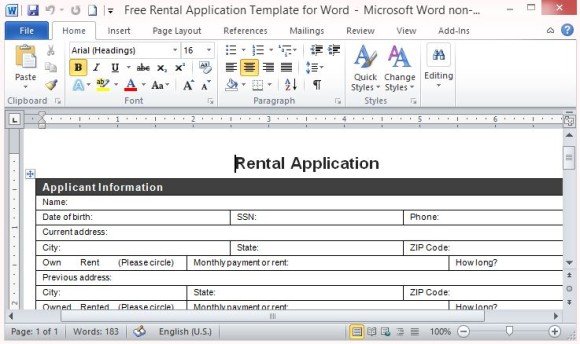 Detail Rental Application Form Template Nomer 22