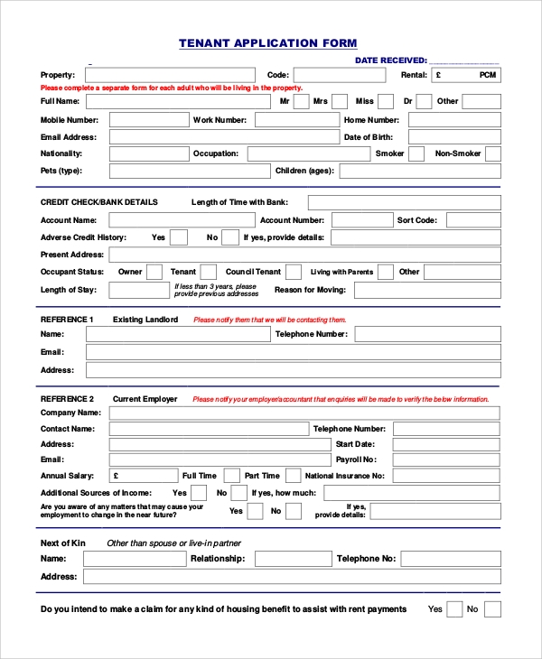 Detail Rental Application Form Template Nomer 23