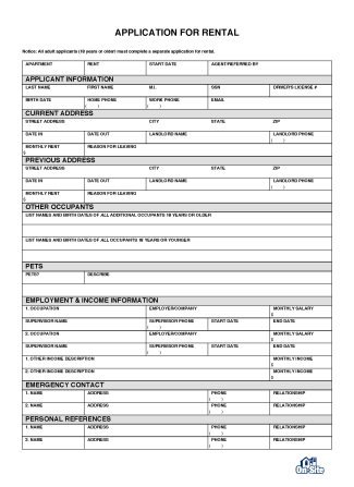 Detail Rental Application Form Template Nomer 30