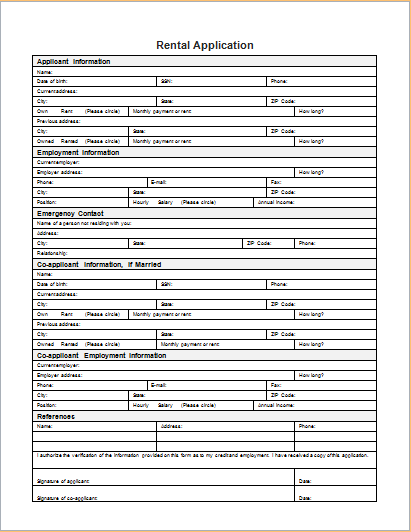 Detail Rental Application Form Template Nomer 33