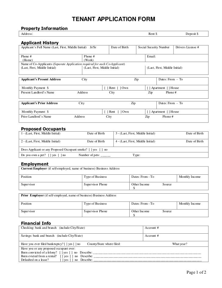 Detail Rental Application Form Template Nomer 5