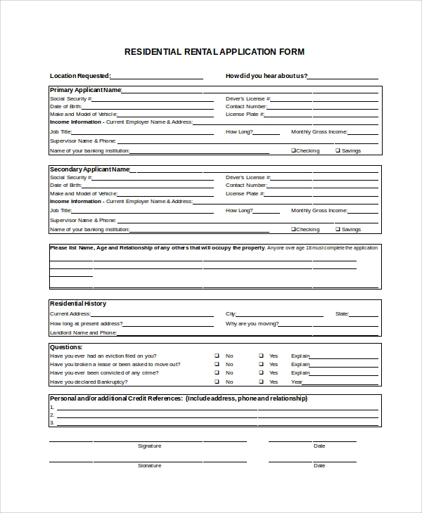 Detail Rental Application Form Template Nomer 48