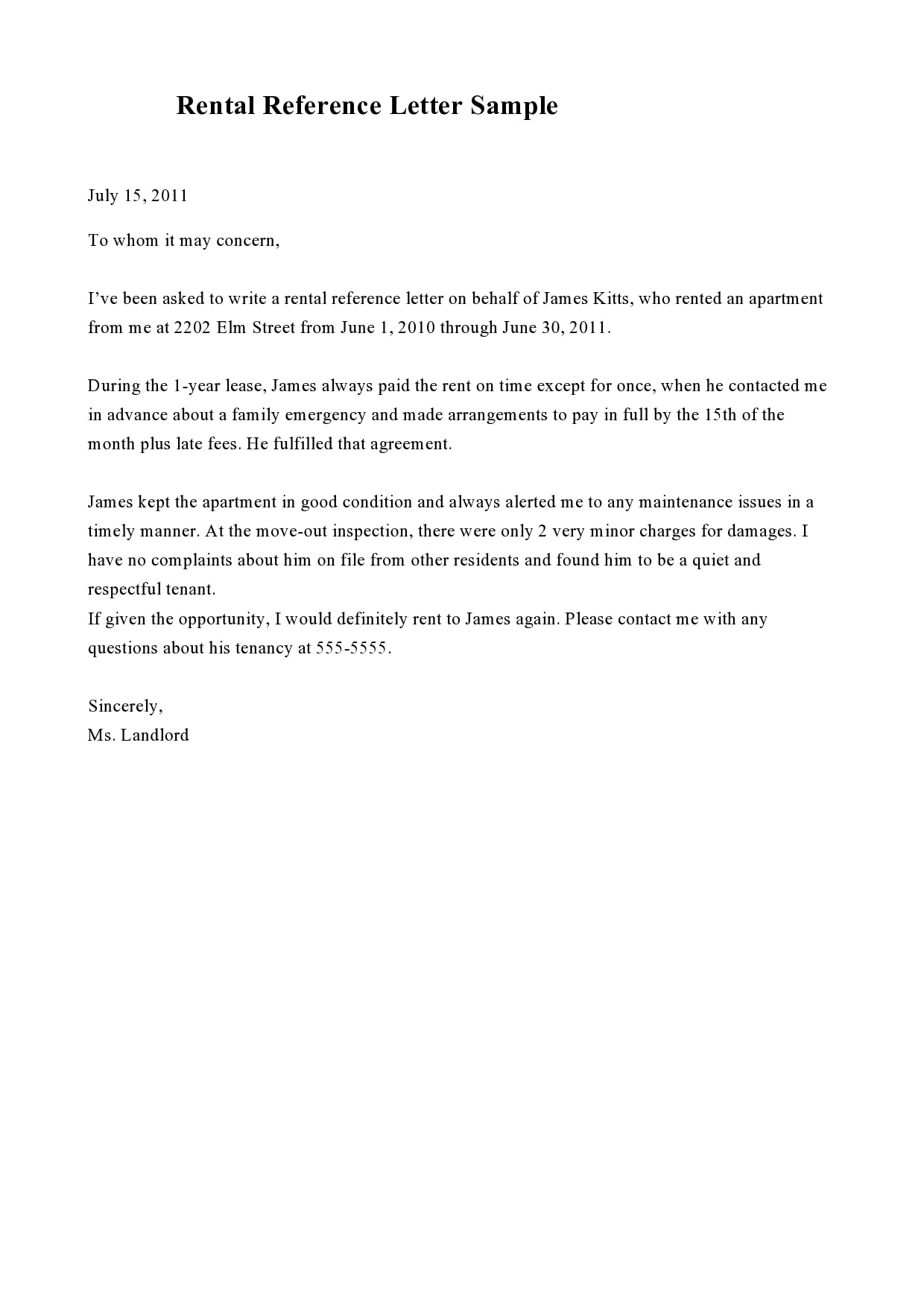 Rental Reference Letter Template - KibrisPDR