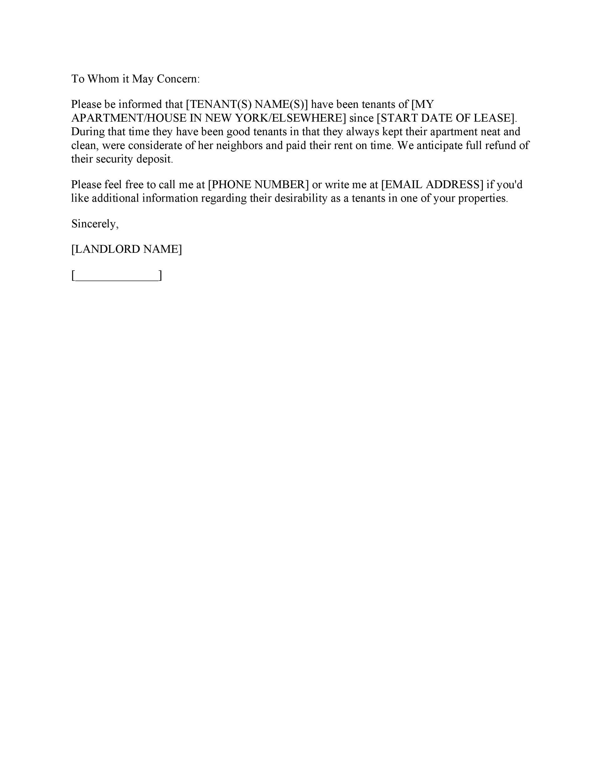 Detail Rental Reference Letter Template Nomer 24