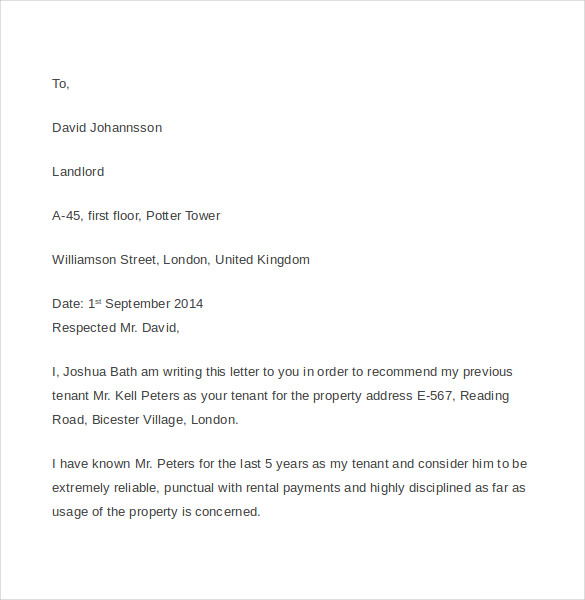 Detail Rental Reference Letter Template Nomer 28