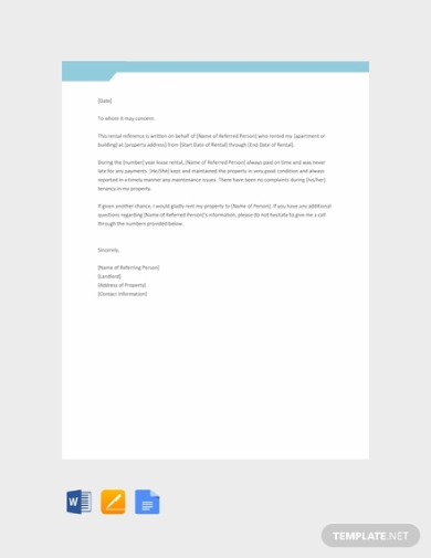 Detail Rental Reference Letter Template Nomer 29