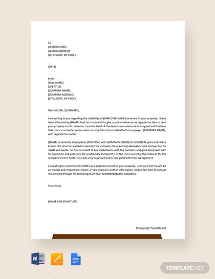 Detail Rental Reference Letter Template Nomer 34