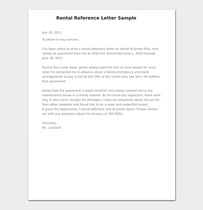 Detail Rental Reference Letter Template Nomer 47