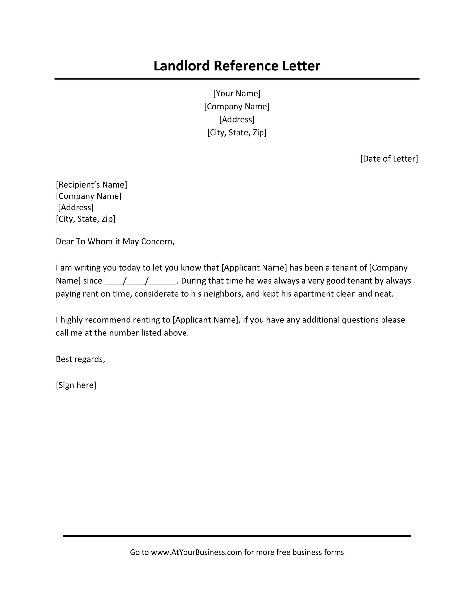 Detail Rental Reference Letter Template Nomer 9