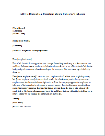 Detail Reply To Complaint Letter Template Nomer 2