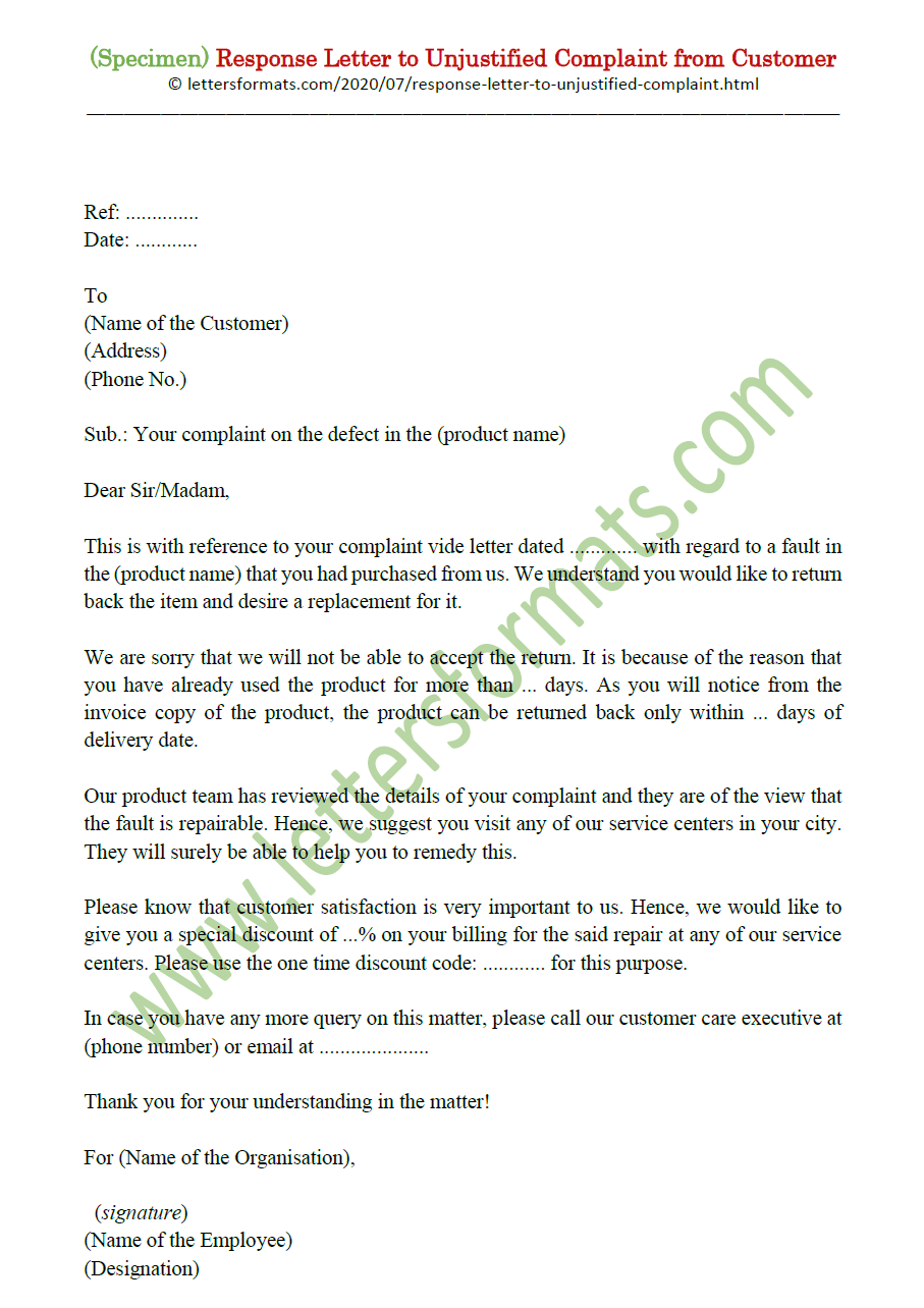 Detail Reply To Complaint Letter Template Nomer 20