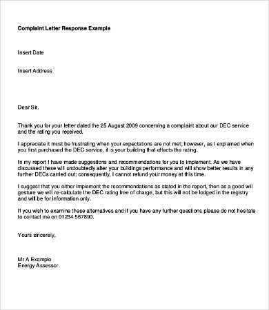 Detail Reply To Complaint Letter Template Nomer 6