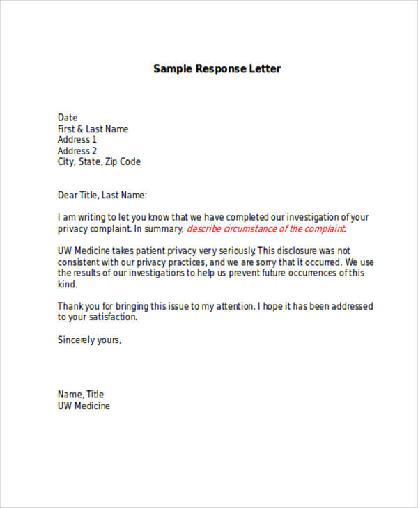 Download Reply To Complaint Letter Template Nomer 9