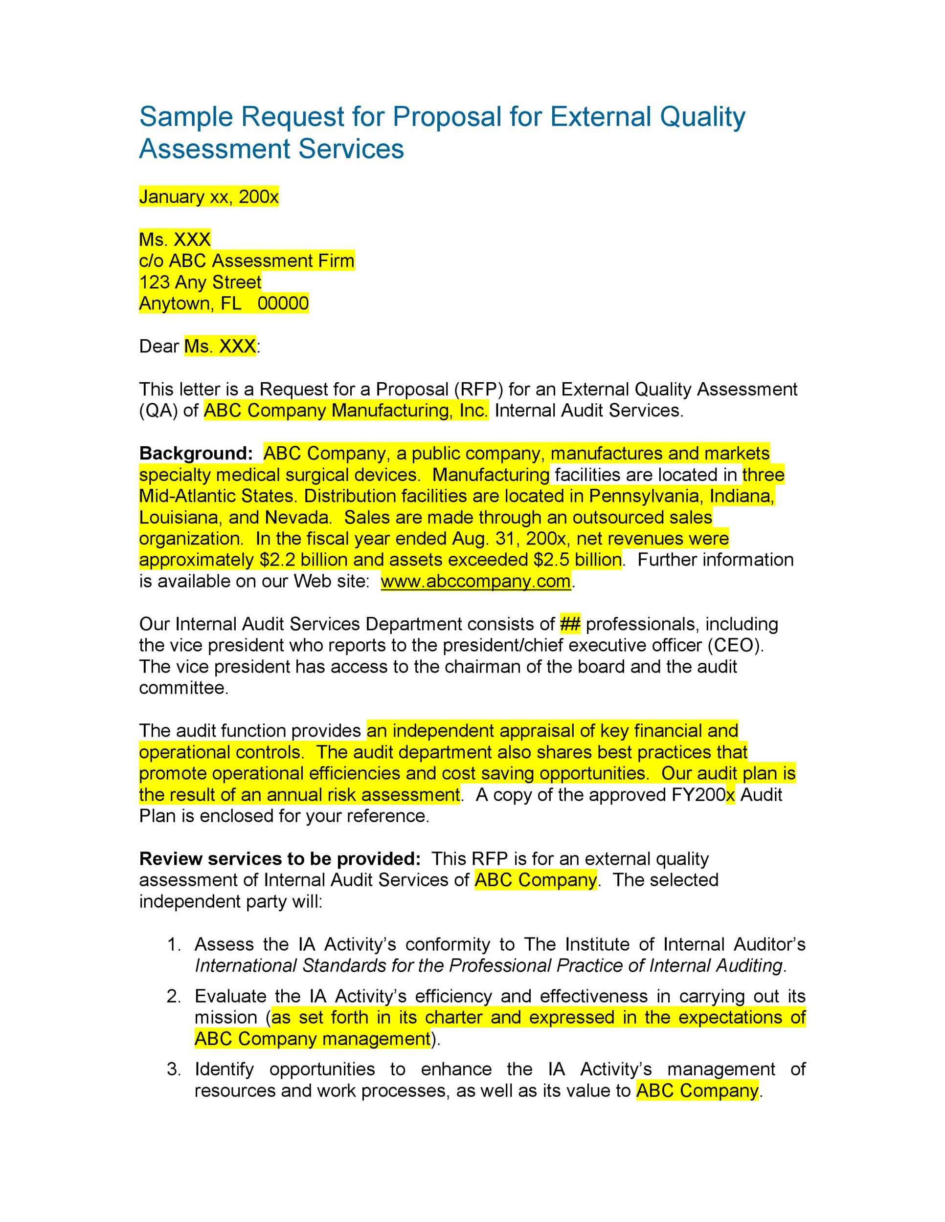 Detail Request For Proposal Evaluation Template Nomer 14