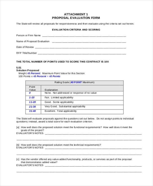 Detail Request For Proposal Evaluation Template Nomer 35