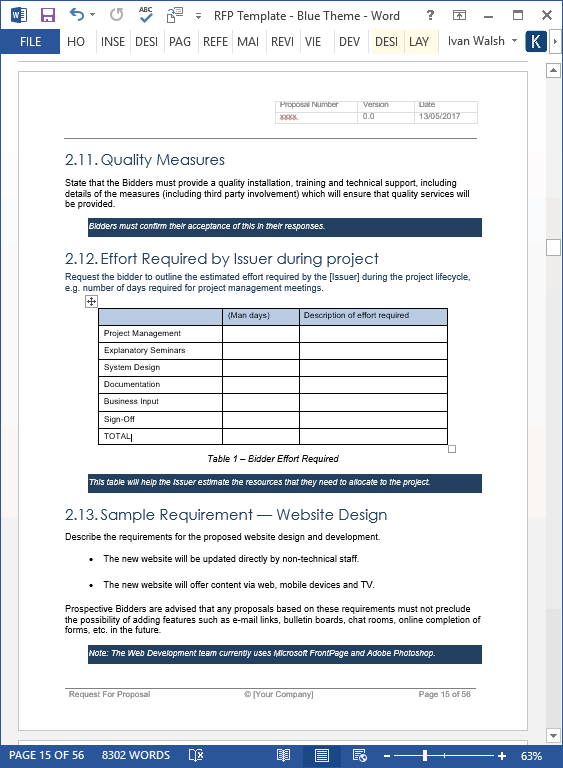 Detail Request For Proposal Evaluation Template Nomer 42