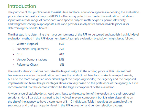 Detail Request For Proposal Evaluation Template Nomer 44